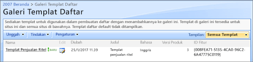 Galeri daftar dengan Templat satu daftar