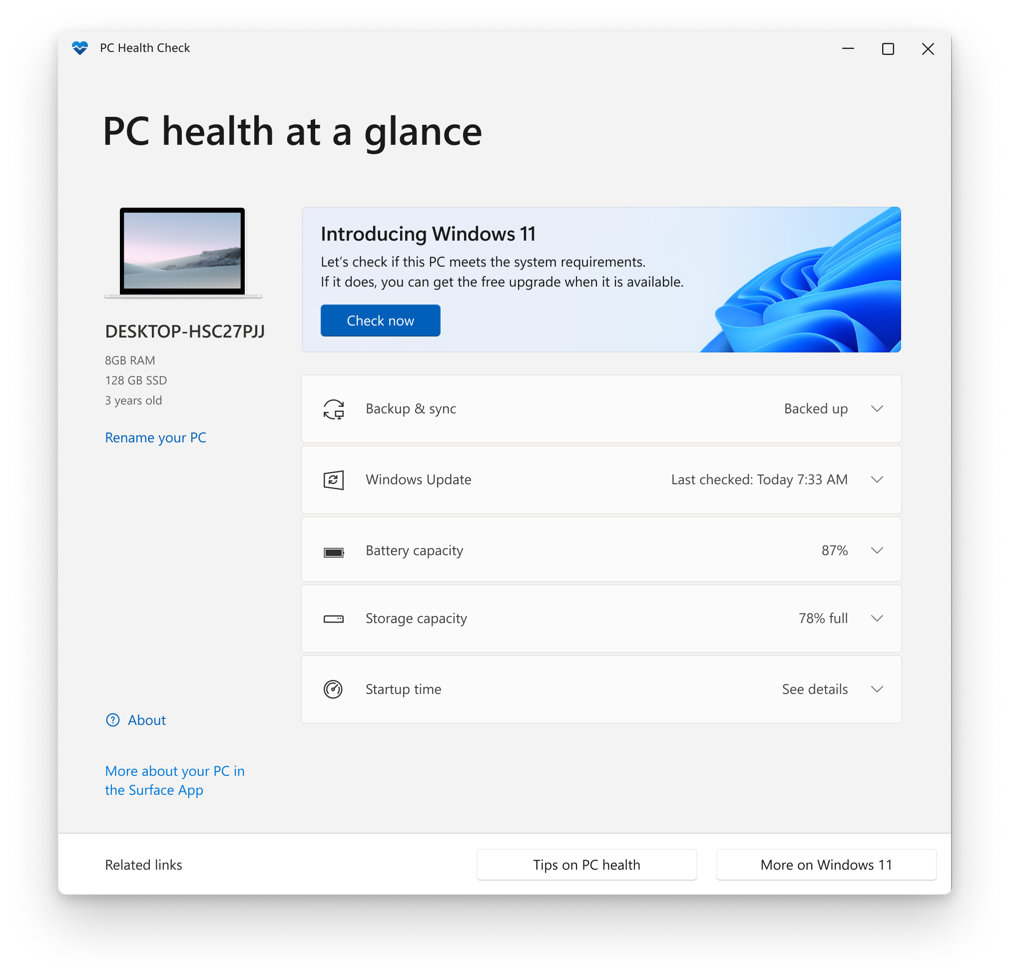 Layar beranda aplikasi Pemeriksaan Kesehatan PC