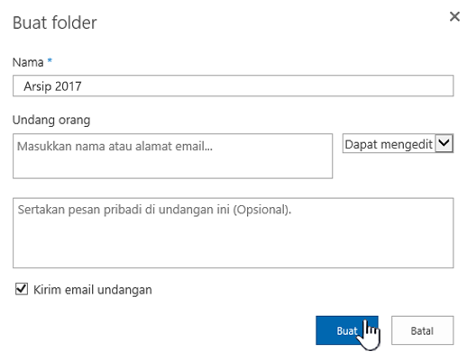 Dialog berbagi mode klasik SharePoint Online