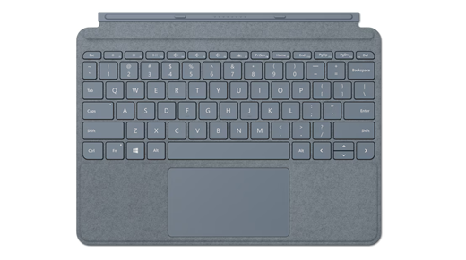 Type Cover Surface Go berwarna biru es.