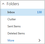 Folder email default di bawah Favorit