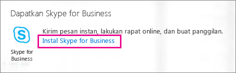 Cuplikan layar tombol Instal untuk Skype for Business di Portal Office 365