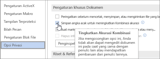 Pengaturan untuk menyimpan angka acak