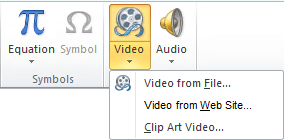 Tombol pada pita untuk menyisipkan video online di PowerPoint 2010