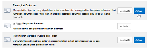 Contoh fitur Kumpulan Situs yang bisa Anda buat aktif untuk SharePoint