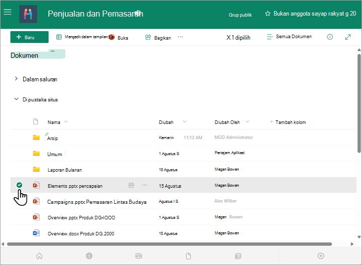 Anda bisa memilih file di pustaka dokumen Anda.