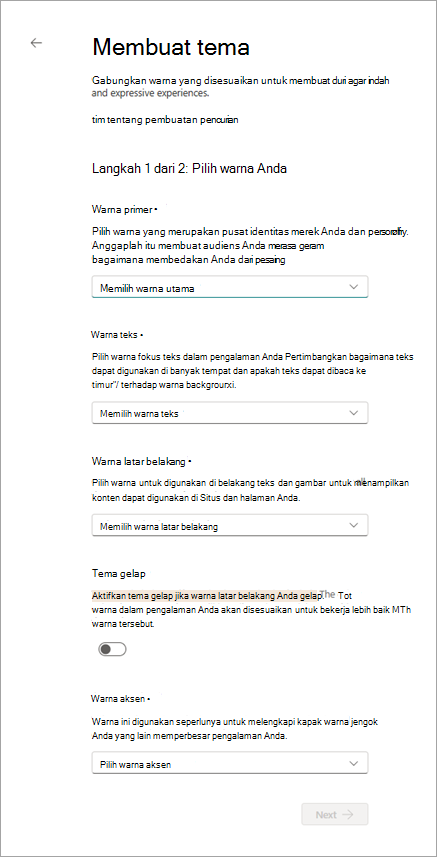 cuplikan layar membuat tema baru pencitraan situs