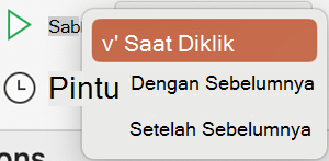PowerPoint untuk Mac menu turun bawah waktu mulai