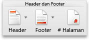 Tab Elemen Dokumen, grup Header dan Footer