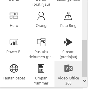 Cuplikan layar tombol menu Video Office 365 di SharePoint.