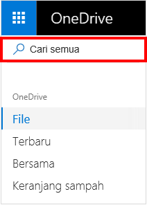 Pemilihan Cari semua di OneDrive