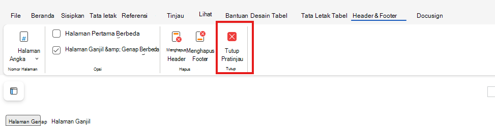 Menutup Pratinjau Header dan Footer di Web