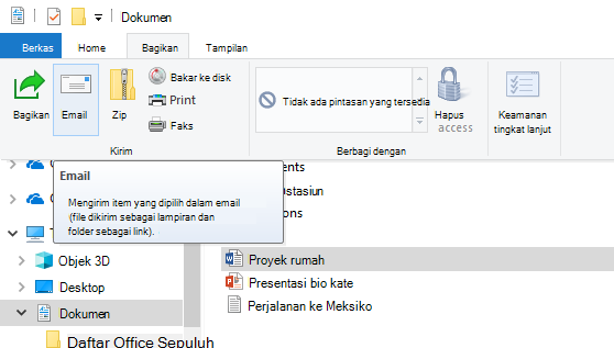 Cara berbagi file melalui email di Windows 10
