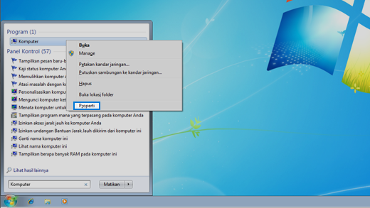 Panel kontrol dalam Windows 7 sistem operasi.