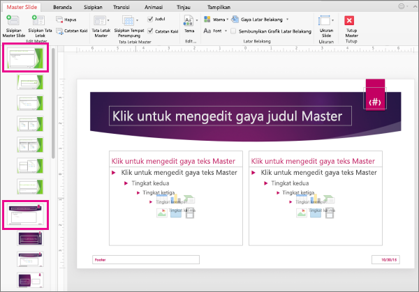 Presentasi dengan dua master slide