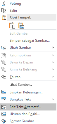 Teks alt untuk menu konteks gambar di Outlook untuk Windows