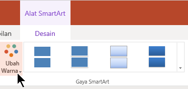 Di bawah Alat SmartArt, pilih Ubah Warna untuk membuka galeri warna