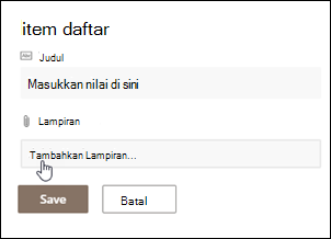 Klik item untuk menambahkan lampiran