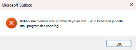 Outlook kehabisan kesalahan memori