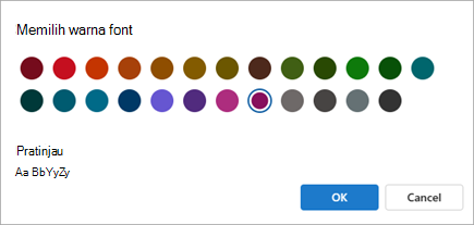 Cuplikan layar Pilih warna font dalam pengaturan Pemformatan bersyarat