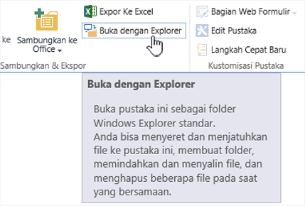 SharePoint 2016 terbuka dengan Explorer di IE11