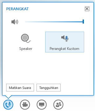 cuplikan layar opsi yang ditampilkan ketika mengarahkan mouse ke atas tombol audio.