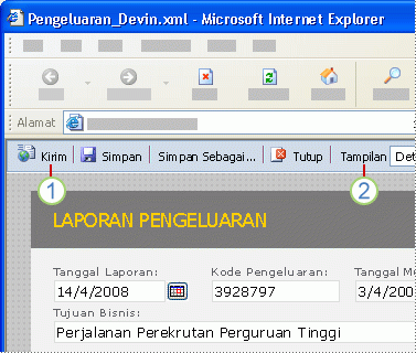 formulir terbuka di browser
