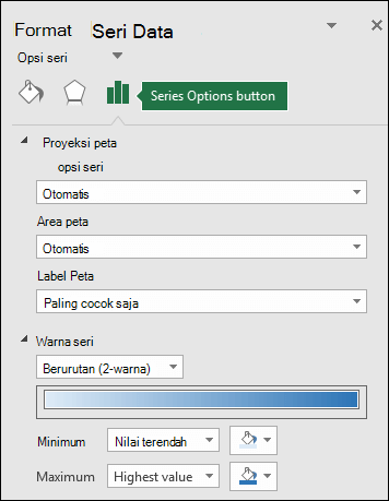 Opsi Seri Panel Tugas Objek Format Bagan Peta Excel