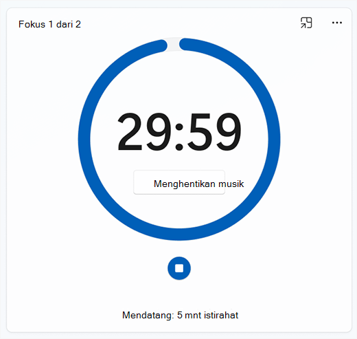Cuplikan layar aplikasi Jam dengan timer fokus.