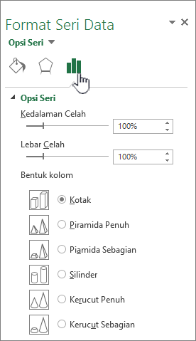 Mengatur properti kedalaman dan lebar kedalaman dan lebar seri data