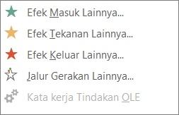 Efek animasi lainnya di PowerPoint