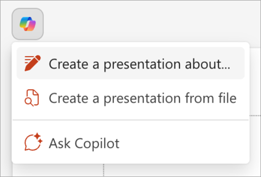 Cuplikan layar tombol Copilot di atas slide PowerPoint.