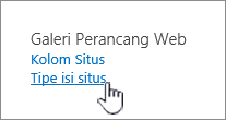 Memilih tipe konten situs