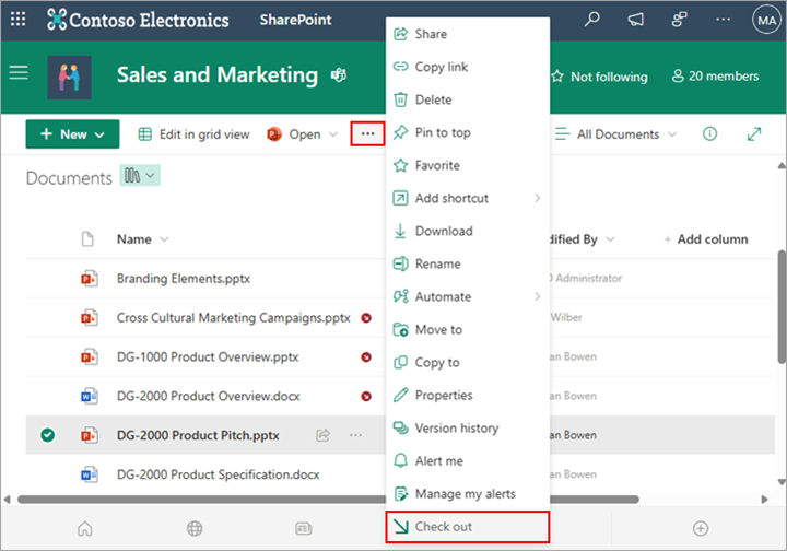 Anda bisa menggunakan perintah check out untuk memeriksa file dari pustaka Anda.