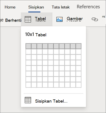 Menyisipkan tabel di Word untuk web