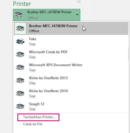 Klik Tambahkan Printer untuk menambahkan printer yang telah Anda pilih.