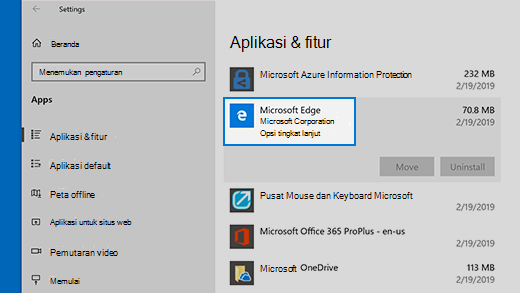Microsoft Edge opsi tingkat lanjut untuk mengatur ulang