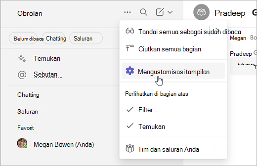 Cuplikan layar cara mengkustomisasi tampilan dalam Simple Collab