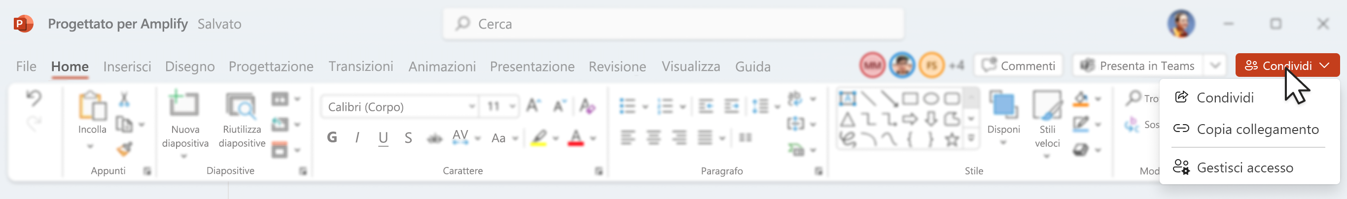 Condividere file dall'app PowerPoint