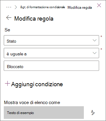 Immagine di una regola che evidenzia gli elementi con lo stato Bloccato