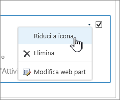 Fare clic sulla freccia giù delle impostazioni e scegliere Riduci a icona