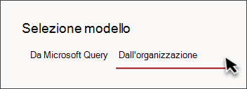 Immagine della scheda nel selettore di modelli di sito con il testo "Dall'organizzazione"