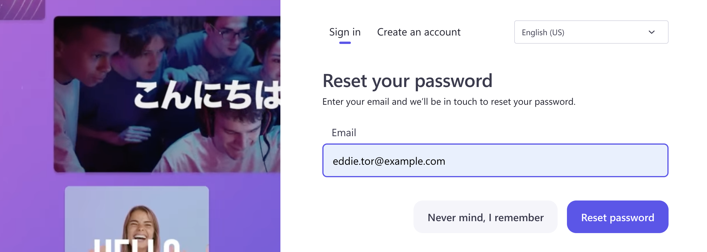 Immagine di un utente che reimposta la password.