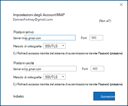 Verificare le impostazioni IMAP di Gmail.