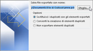 Percorso PST backup outlook