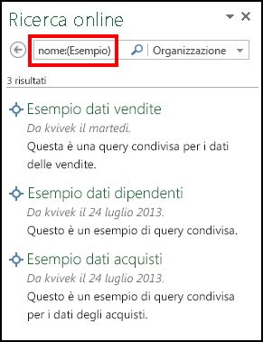 Riquadro Ricerca online in Power Query