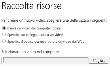 Finestra di dialogo per la creazione di un nuovo video con l'opzione Carica evidenziata