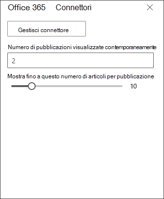 Screenshot del riquadro di modifica Office 365 connettore