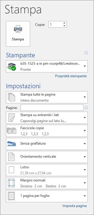 Stampare un documento in Word - Supporto tecnico Microsoft