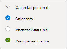 Screenshot della casella di controllo accanto a un calendario